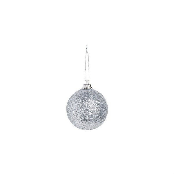 Bola de Natal Glitter Prata 4cm - 12 Un