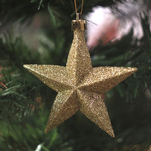 Enfeite para Pendurar Estrela Ouro - 6 Un