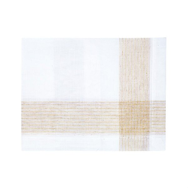 Toalha de Mesa de Natal 6 Lugares Retangular Listra Dourada Branco e Creme 160X220