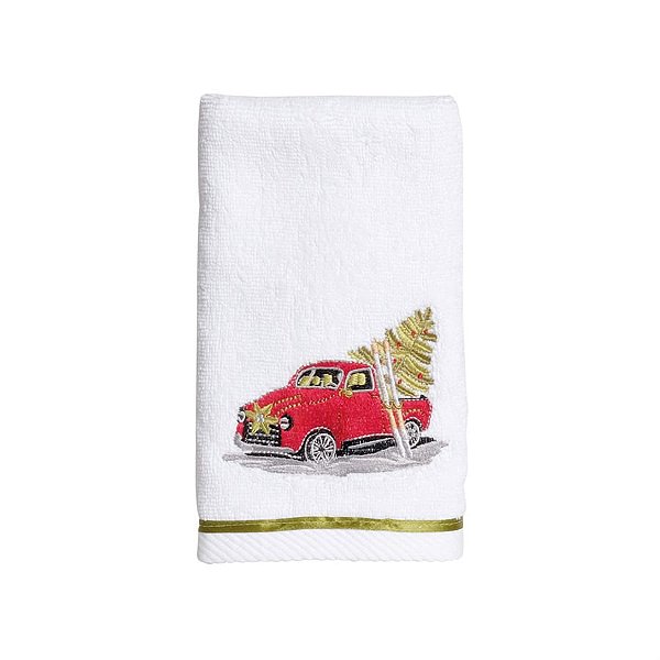 Toalha de Rosto Caminhonete Branco e Vermelho 42X70 - 2 Un