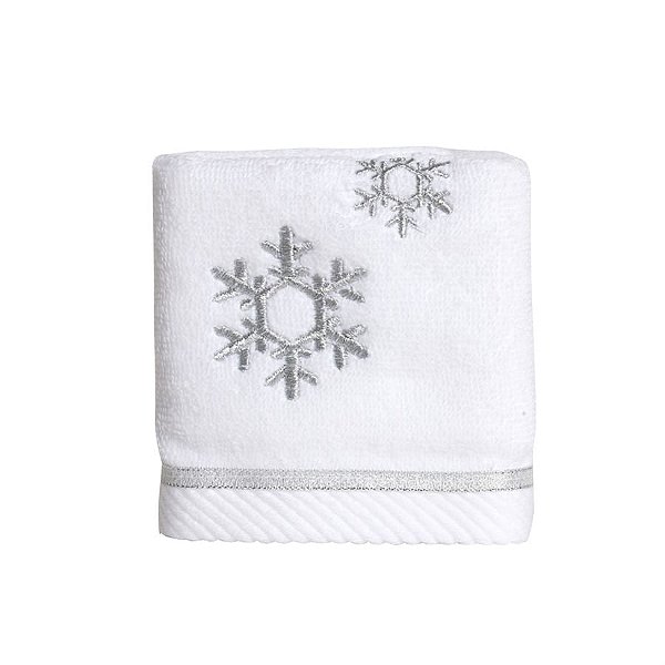 Toalha de Lavabo Flocos de Neve Branco e Prata 44X30 - 2 Peças