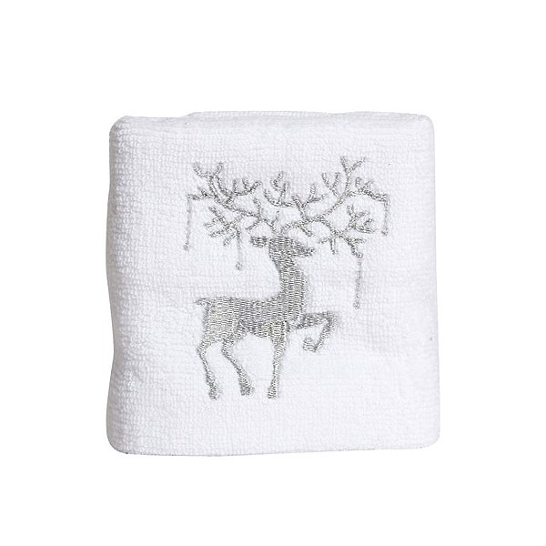 Toalha de Lavabo Rena Branco e Prata 44X30 - 2 Peças
