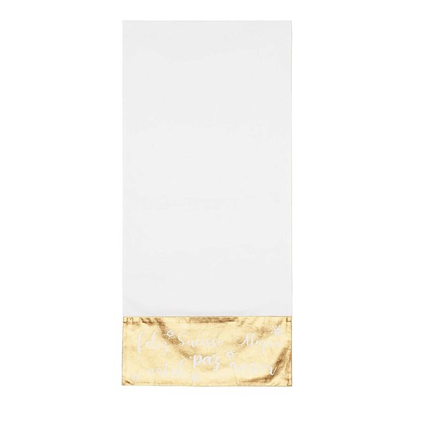 Caminho de Mesa Palavras Branco e Dourado 33X180