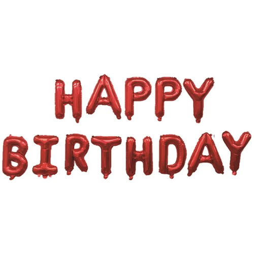 Balão Metalizado Happy Birthday Pacote Vermelho 16" / 40cm