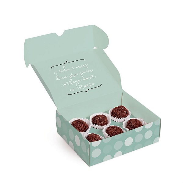 Caixa Para 4 Brigadeiros Que Seja Doce Azul 9x9x4,5cm - 10 Un