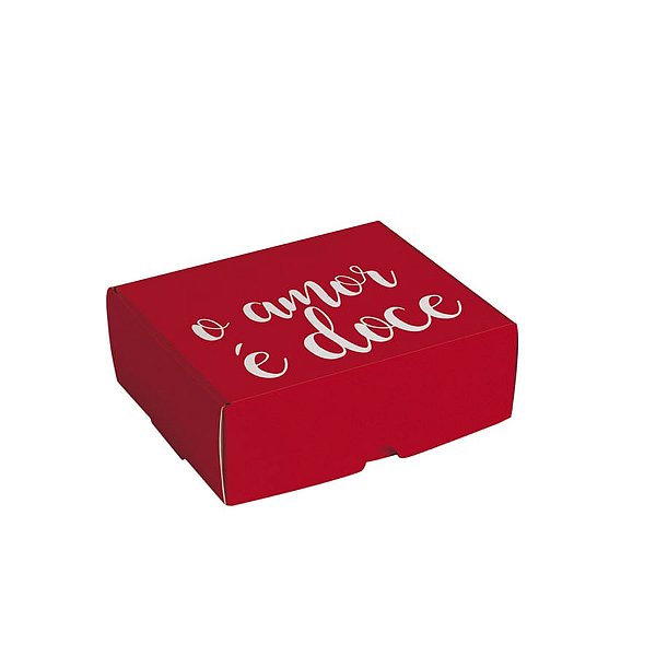Caixa Para 4 Brigadeiros Doce Amor 9x9x4,5cm - 10 Un