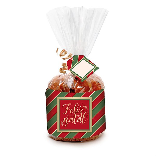 Kit Embalagem Para Panetone Natal Clássico 100g - 10 Conjuntos