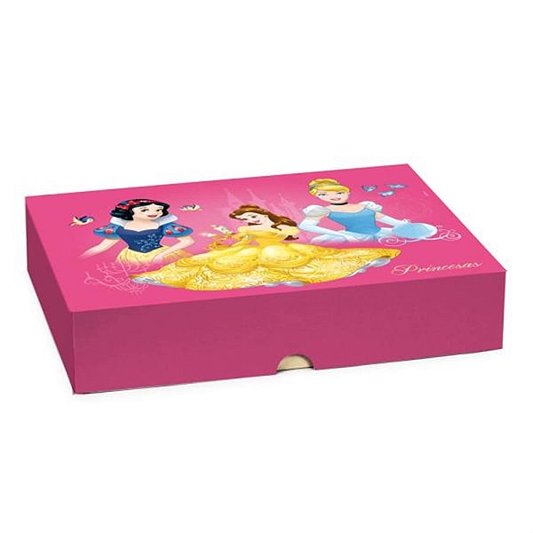Caixa Retângular com Tampa e Fundo Decorado New Princesas P 17X13,5X4,5 - 1 Un