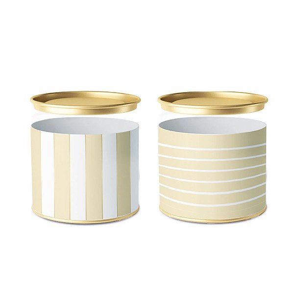 Lata para Bombons Listras Ouro Composê 11x9,1cm - 1 Un