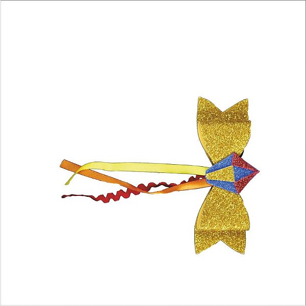 Adereço Divertido Festa Junina Laço Dourado Balão Fita - 1 Un