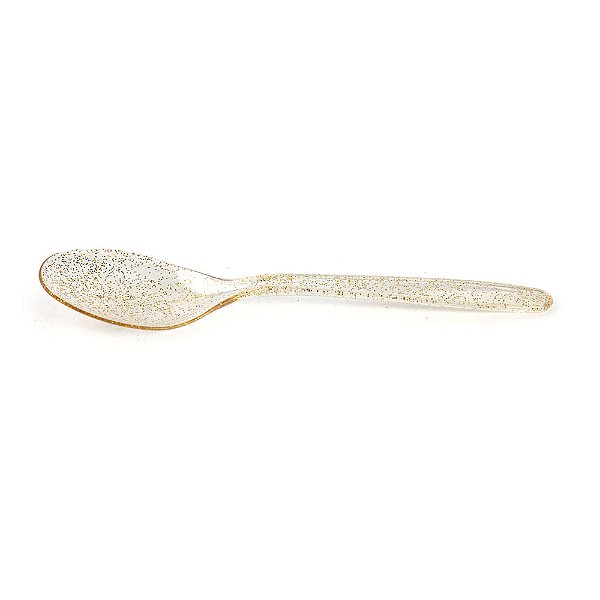 Colher de Plástico Descartável Glitter Ouro - 10 Un