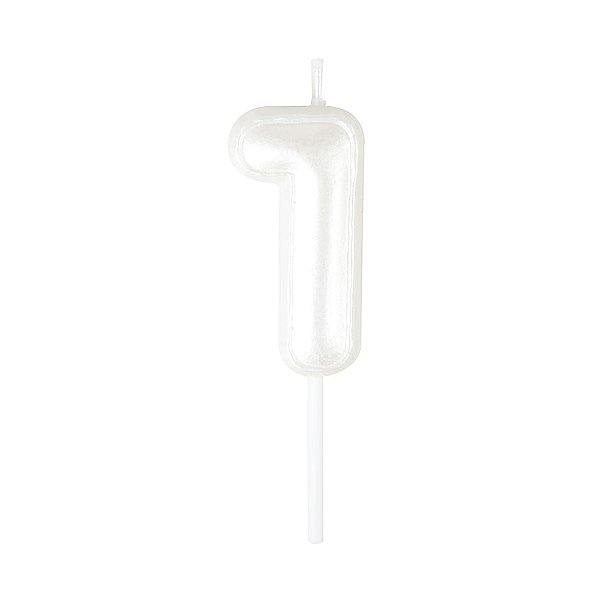 Vela N°1 Balão Branco Perolizado