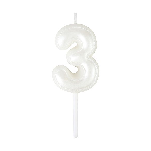 Vela N°3 Balão Branco Perolizado
