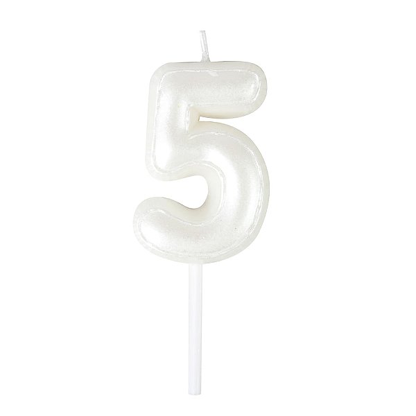 Vela N°5 Balão Branco Perolizado