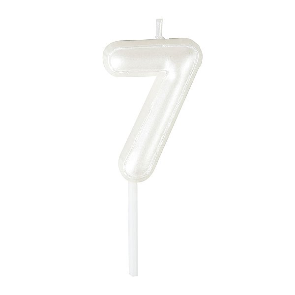 Vela N°7 Balão Branco Perolizado