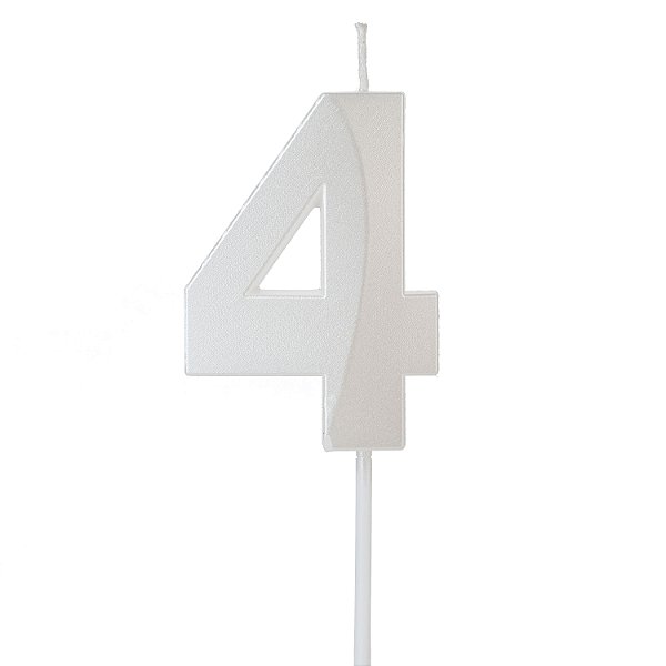 Vela Design Branco Perolizada Número 4