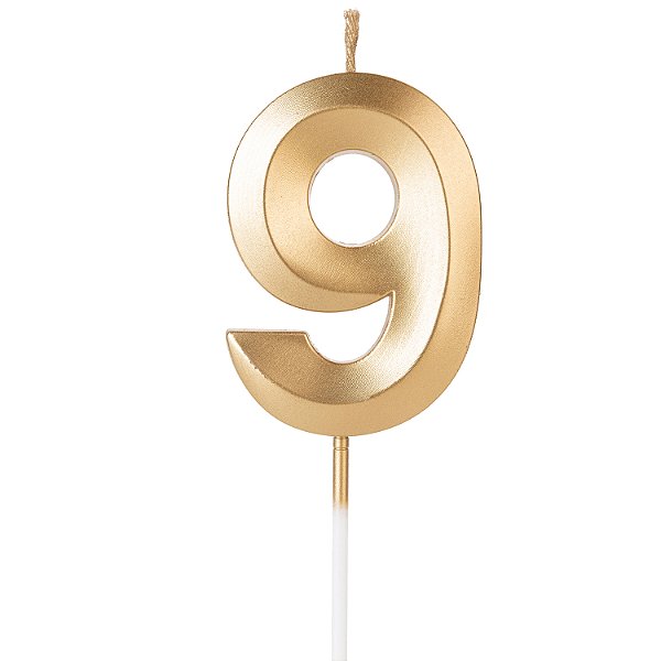 Vela Design Dourada Número 9