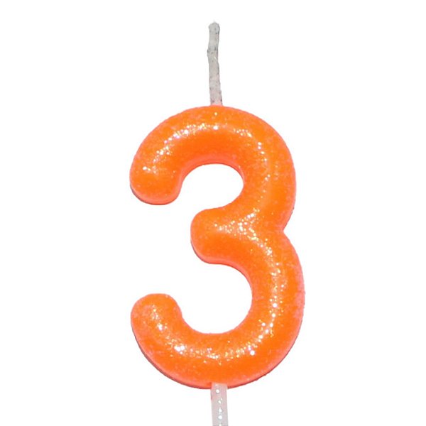 Vela Laranja Neon Número 3