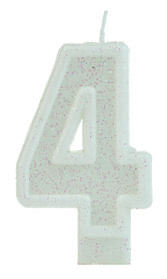 Vela Glitter Basic Branca Número 4