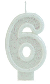 Vela Glitter Basic Branca Número 6