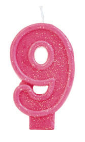 Vela Glitter Basic Rosa Número 9