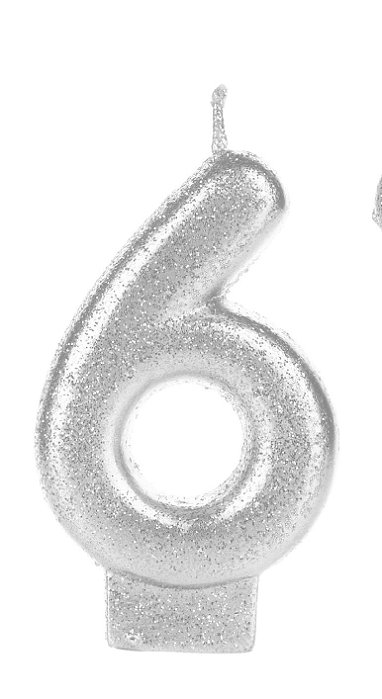 Vela Branca Glitter Número 6