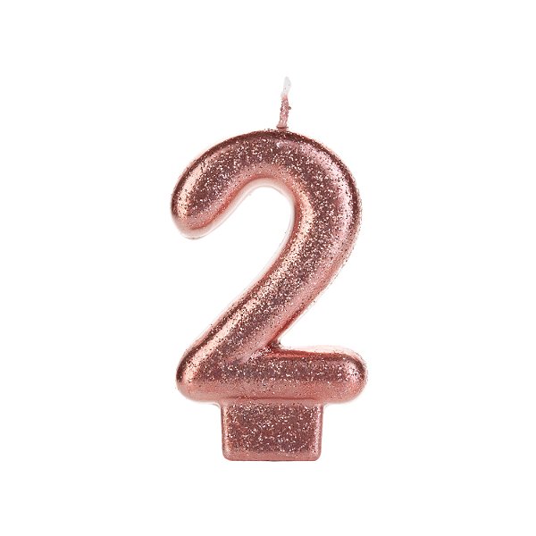 Vela Bronze Glitter Número 2
