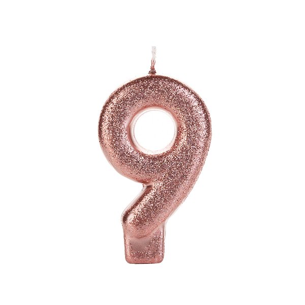 Vela Bronze Glitter Número 9