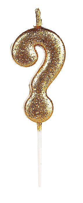 Vela Pequena Dourada Glitter Interrogação
