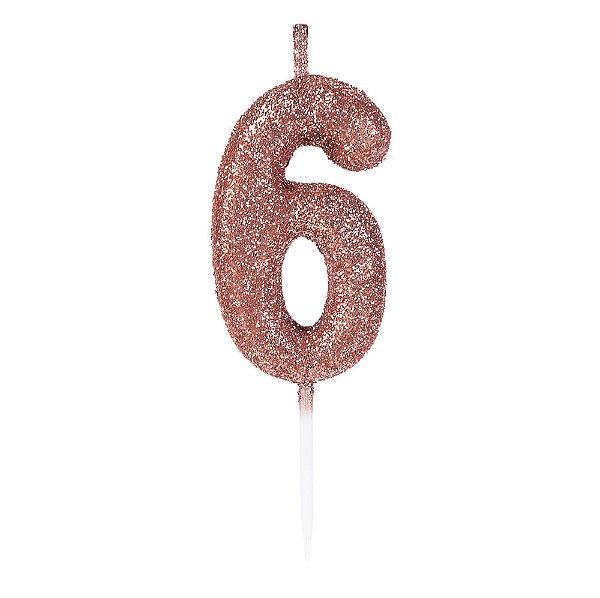 Vela Pequena Rosê Gold Glitter 6