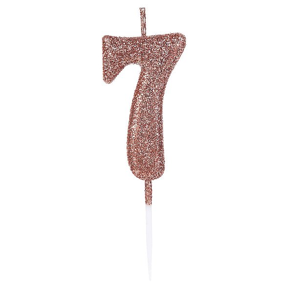 Vela Pequena Rosê Gold Glitter 7