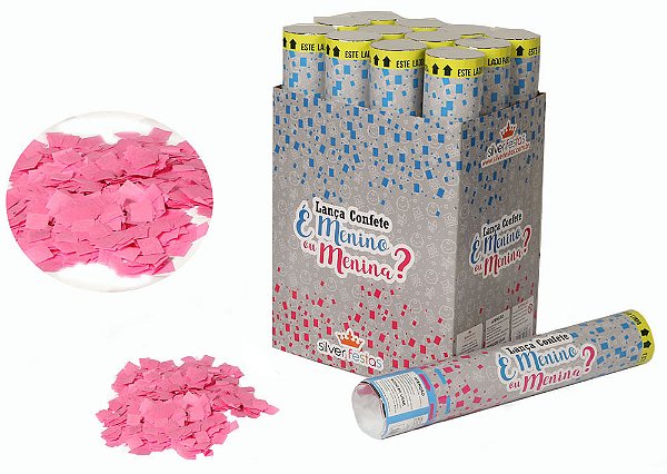 Lança Confetes Chá Revelação Rosa 30cm
