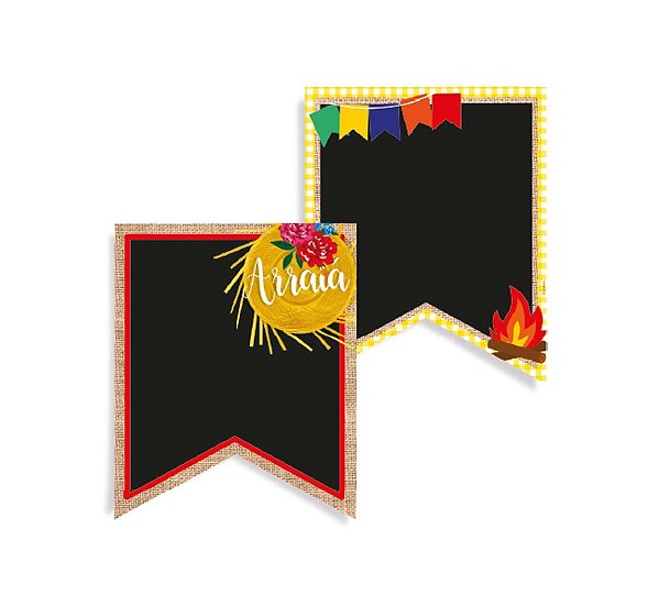 Bandeirinhas Junina Placa de Sinalização Arraiá 27x22Cm - 8 Un