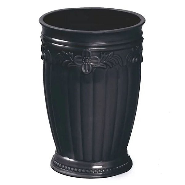 Cachepot Floral Preto M 11,5x11,5x16,5cm - 1 Un