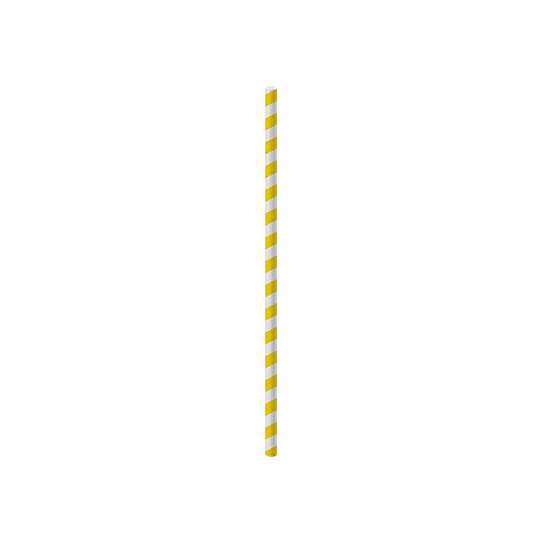 Canudo de Papel Listras Amarelo - 20 Un