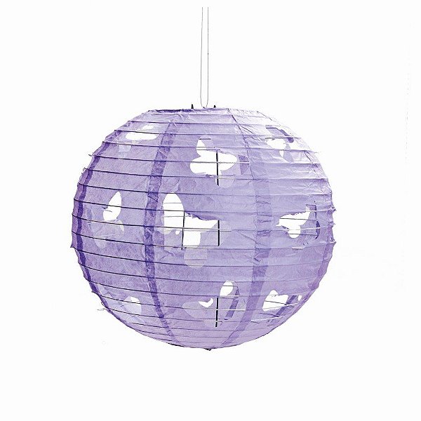 Lanterna Redonda Jardim das Borboletas Lilás sem Luz 30 cm - 1 Un