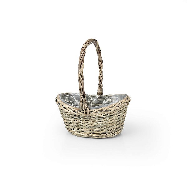 Cesto vime Oval Curvado com Alça Cartago - P 26x20x13