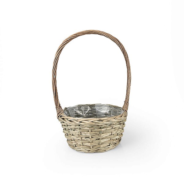 Cesto vime Redondo com Alça Alta Cartago - M 27x24x13