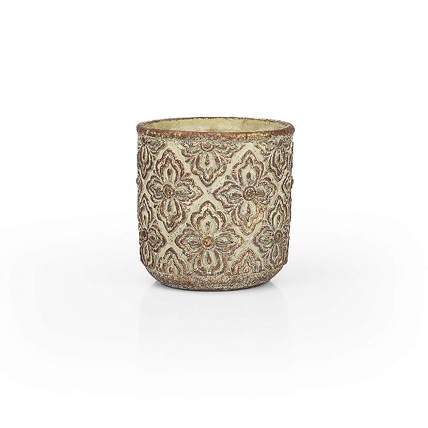 Vaso Cerâmica Flor Dourada - G 15x15x15