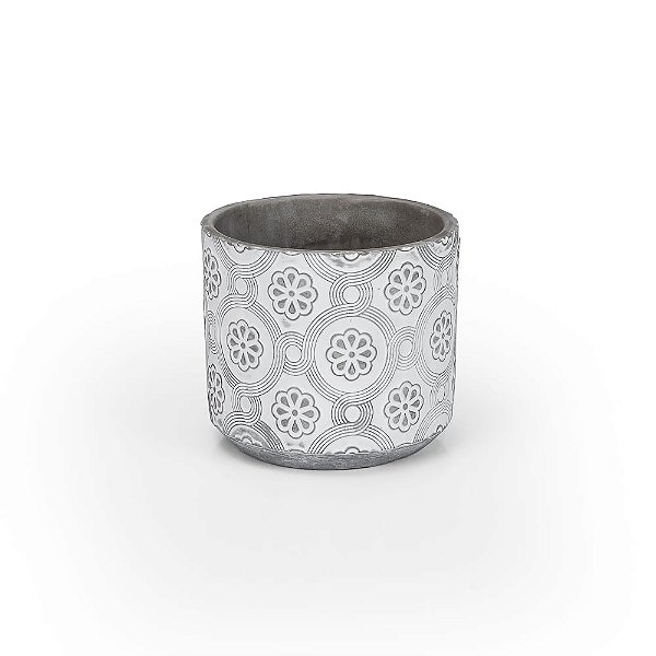 Vaso Cimento Desenho Flor 16X16X14