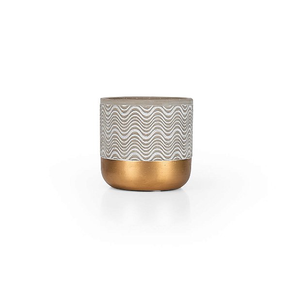 Vaso Cimento Gold Ondas - P 13X13X13