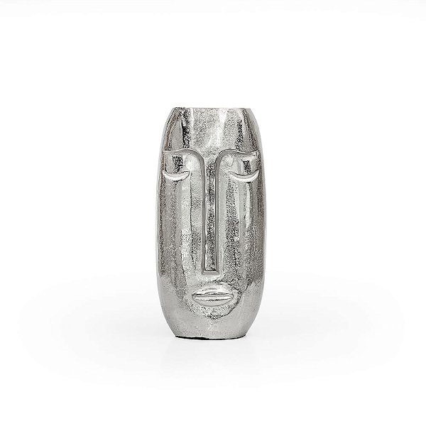 Vaso Metal Face Silver - M 15X12X32