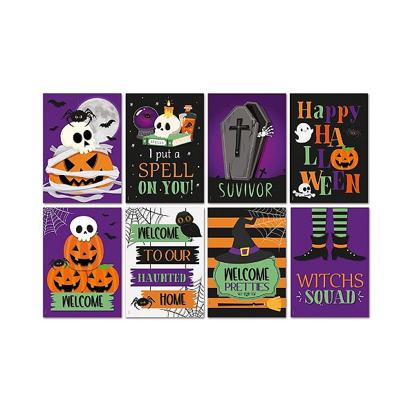 Cartaz Decorativo Happy Halloween 25x35cm Preto - 8 Un