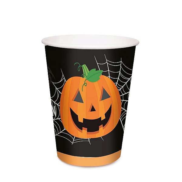 Copo Papel Noite do Terror 240Ml Preto - 8 Un