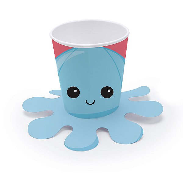 Copo Papel - Cinta Pop It (Fidget Toys) Polvo Azul 240Ml - 8 Un
