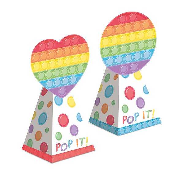 Caixa Cone - Aplique Pop It (Fidget Toys) - 8 Un