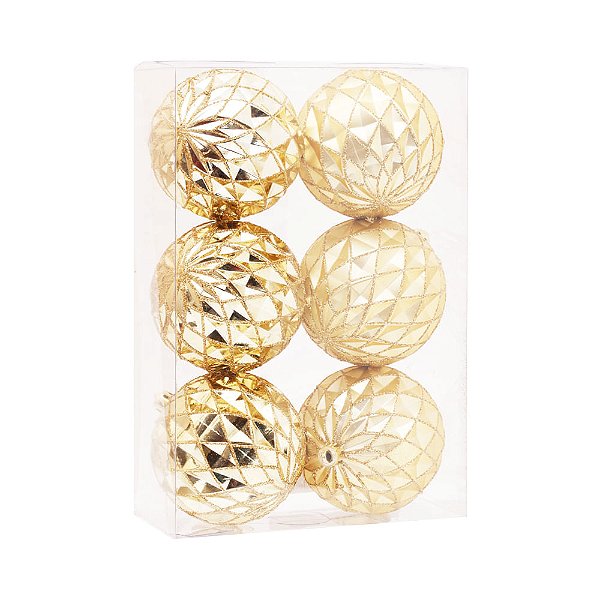 Bola Dourada 10cm - 6 Un