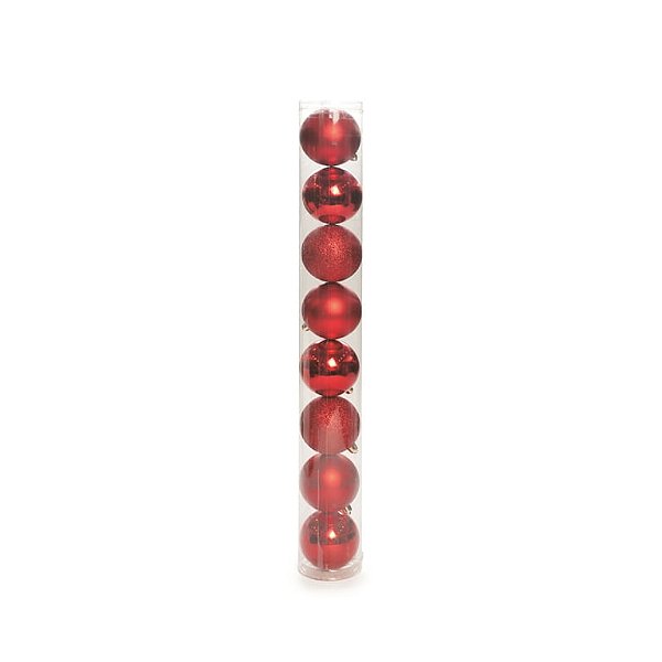 Bolas Vermelho 8cm Brilhante, Mate e Glitter - 8 Un