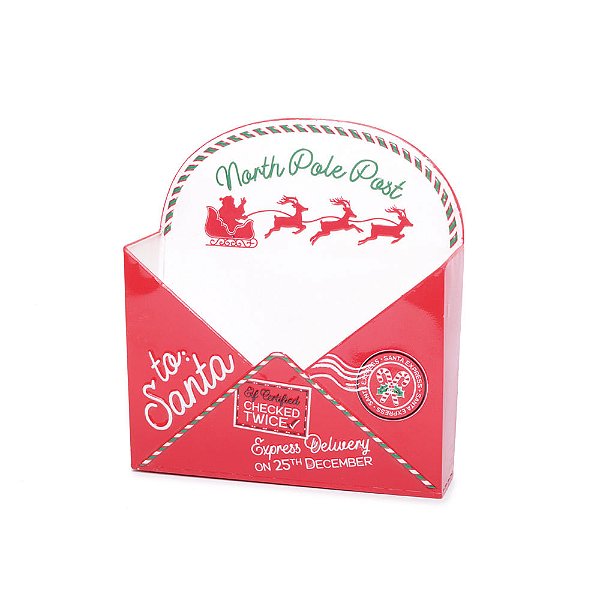 Caixa de Correio Metal Envelope Vermelho e Branco 28cm