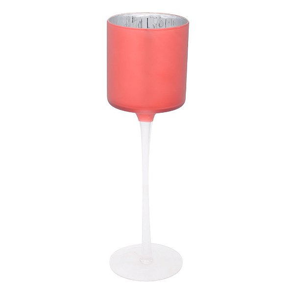 Castiçal com Haste Vermelho 30cm